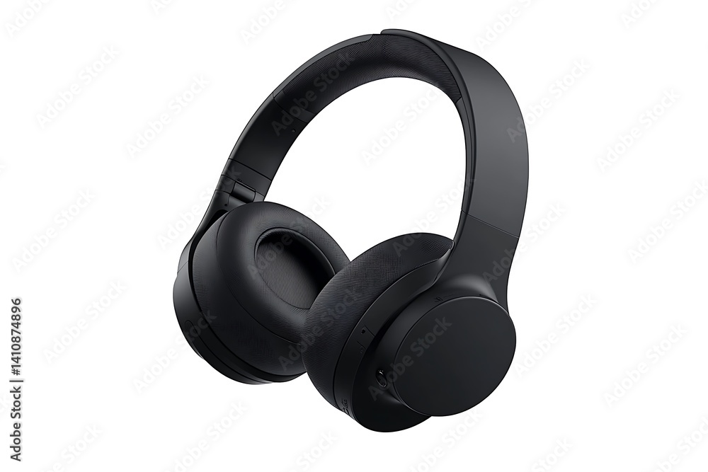 Black headphones, isolated on a white background, showcasing their sleek and modern design