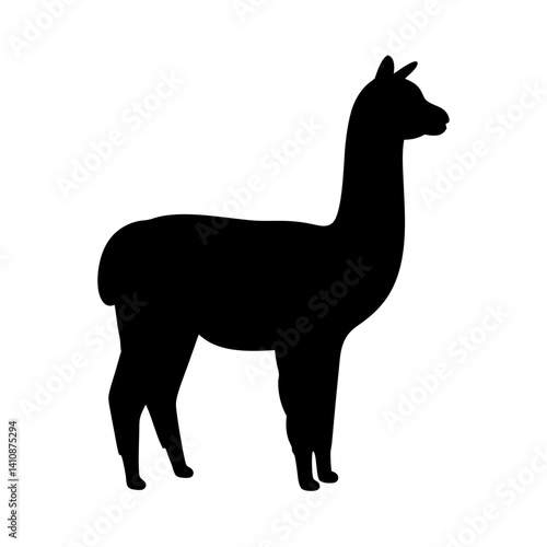 alpaca black silhouette icon - perfect for designs about jungle animals alpaca nature, wildlife, rainforest, vector art