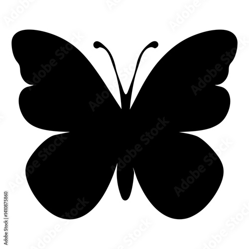butterfly black silhouette icon - perfect for designs about jungle animals butterfly nature, wildlife, rainforest, vector art