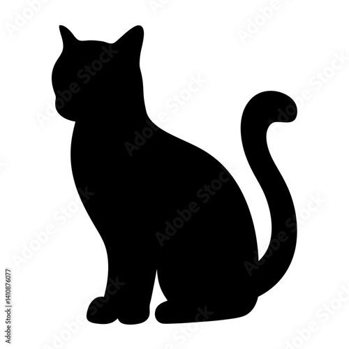 cat black silhouette icon - perfect for designs about jungle animals cat nature, wildlife, rainforest, vector art