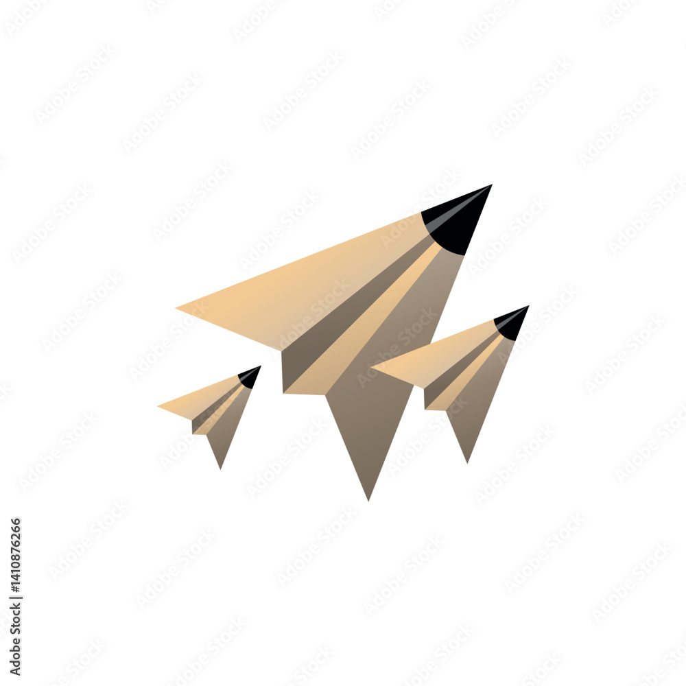 Wooden pencil tip that looks like a paper airplane. Vector. Wooden pencil tip that looks like a paper airplane. Vector.