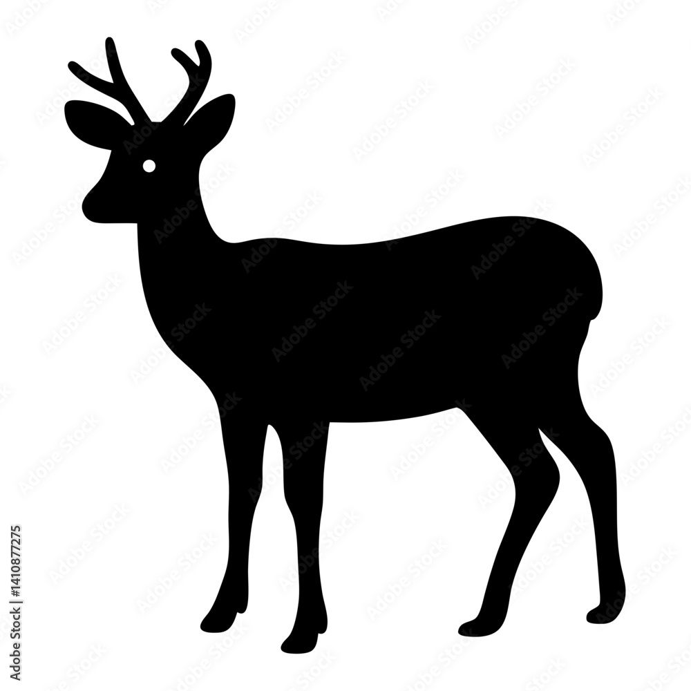 Fototapeta premium deer black silhouette icon - perfect for designs about jungle animals deer nature, wildlife, rainforest, vector art