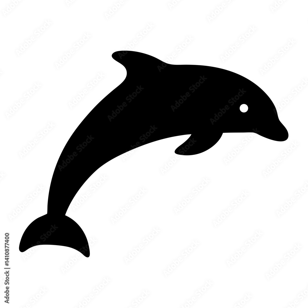 Fototapeta premium dolphin black silhouette icon - perfect for designs about jungle animals dolphin nature, wildlife, rainforest, vector art