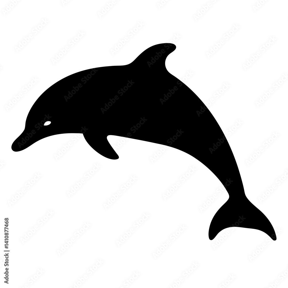 Fototapeta premium dolphin black silhouette icon - perfect for designs about jungle animals dolphin nature, wildlife, rainforest, vector art