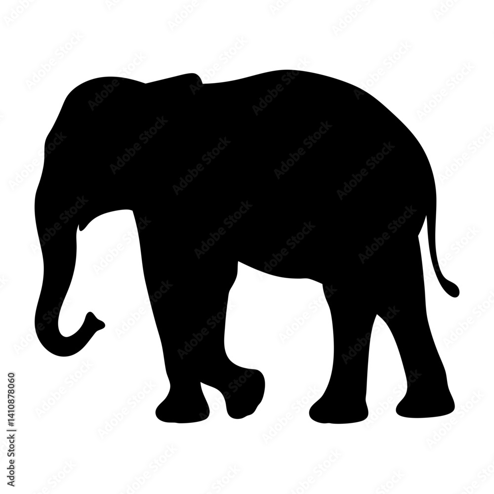 Obraz premium elephant black silhouette icon - perfect for designs about jungle animals elephant nature, wildlife, rainforest, vector art