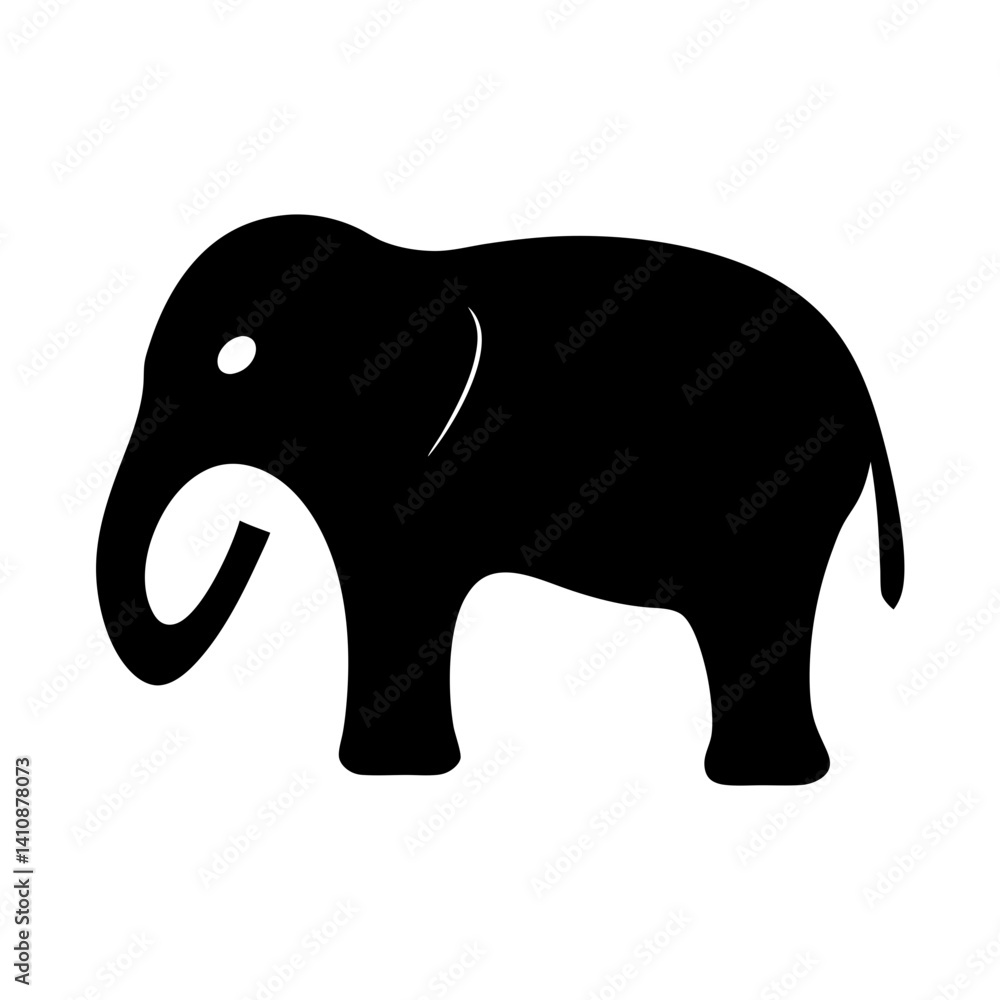 Fototapeta premium elephant black silhouette icon - perfect for designs about jungle animals elephant nature, wildlife, rainforest, vector art