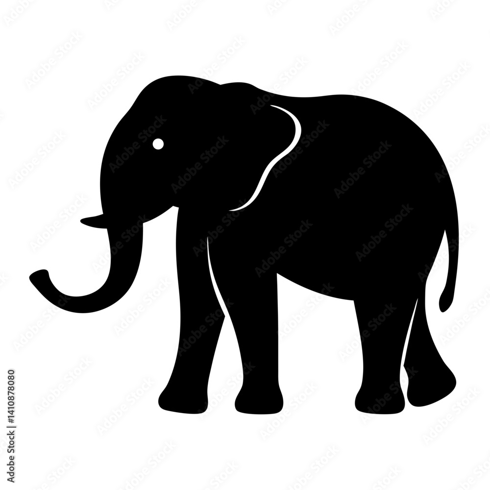 Obraz premium elephant black silhouette icon - perfect for designs about jungle animals elephant nature, wildlife, rainforest, vector art