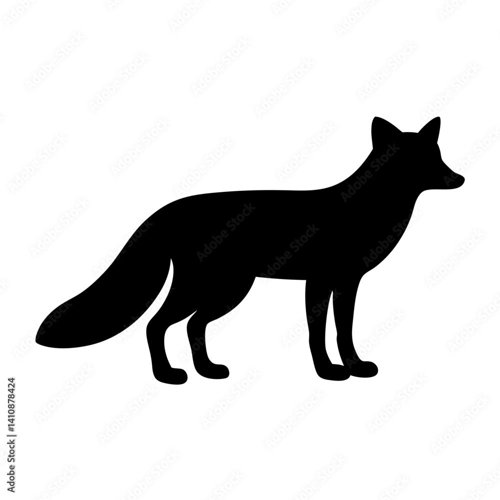 Fototapeta premium fox black silhouette icon - perfect for designs about jungle animals fox nature, wildlife, rainforest, vector art