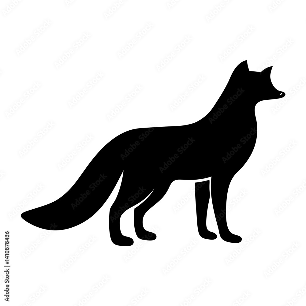 Fototapeta premium fox black silhouette icon - perfect for designs about jungle animals fox nature, wildlife, rainforest, vector art