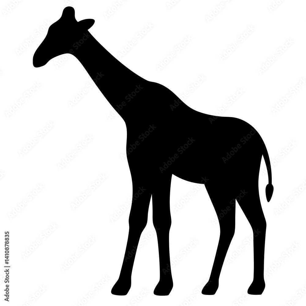 giraffe black silhouette icon - perfect for designs about jungle animals giraffe nature, wildlife, rainforest, vector art