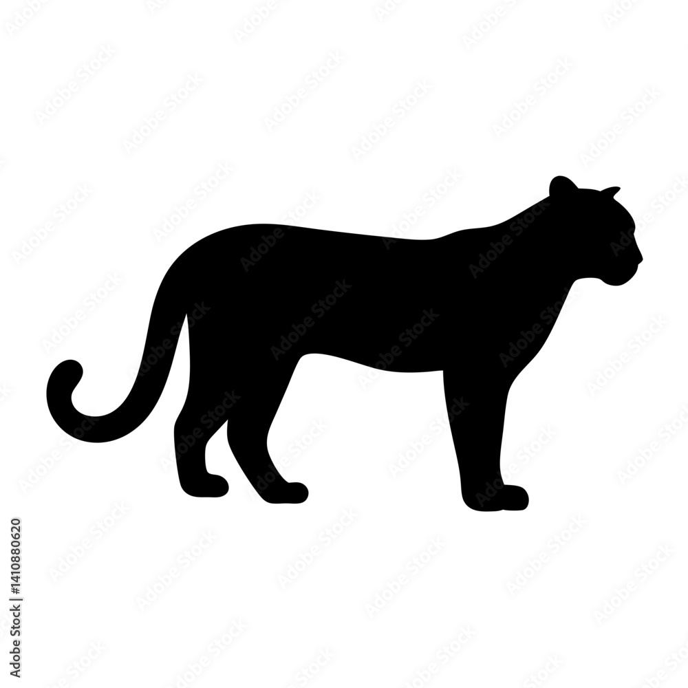 Fototapeta premium leopard black silhouette icon - perfect for designs about jungle animals leopard nature, wildlife, rainforest, vector art