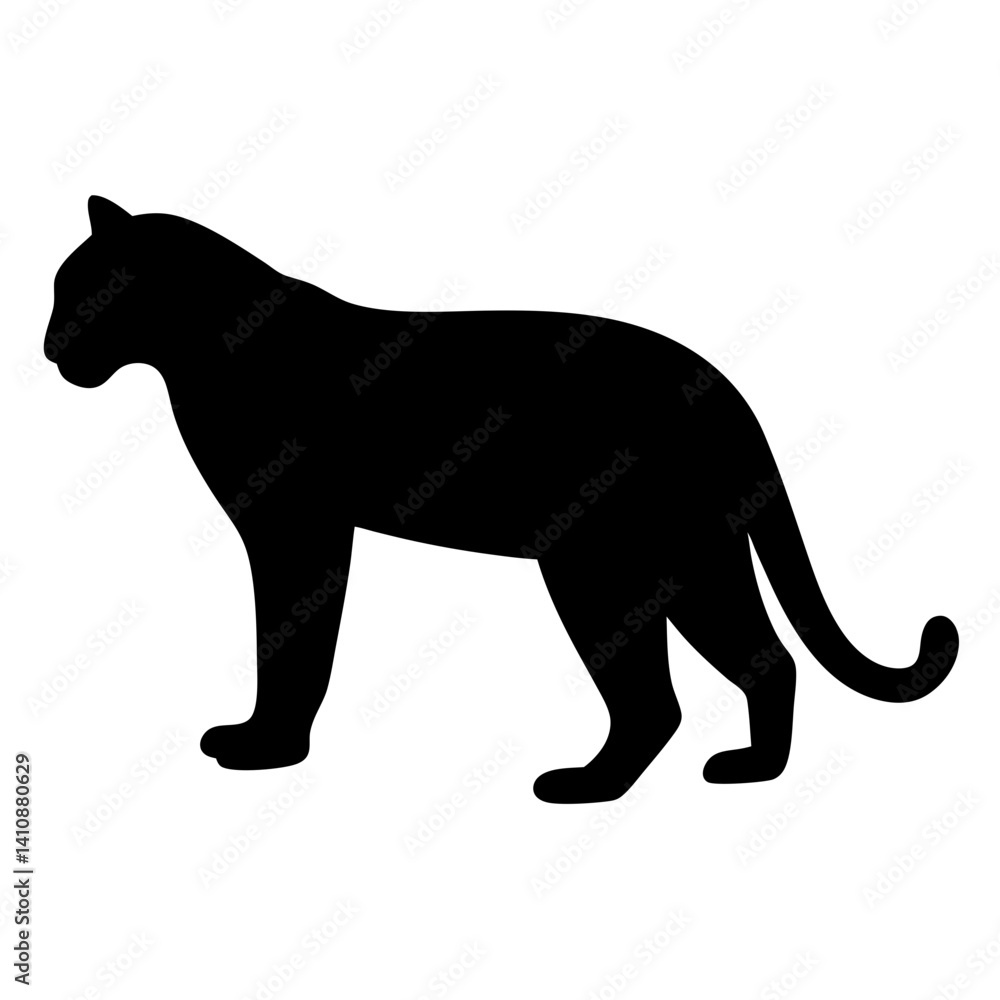 Obraz premium leopard black silhouette icon - perfect for designs about jungle animals leopard nature, wildlife, rainforest, vector art