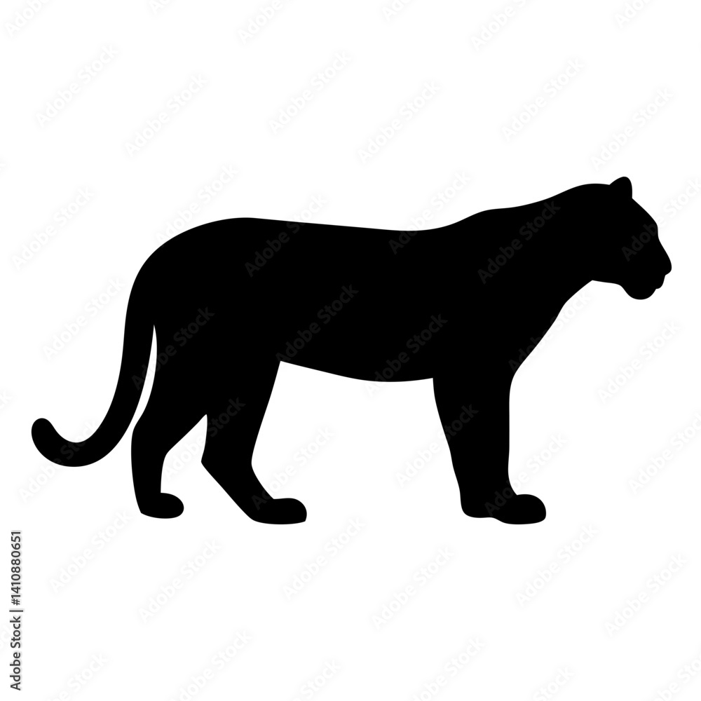 Fototapeta premium leopard black silhouette icon - perfect for designs about jungle animals leopard nature, wildlife, rainforest, vector art
