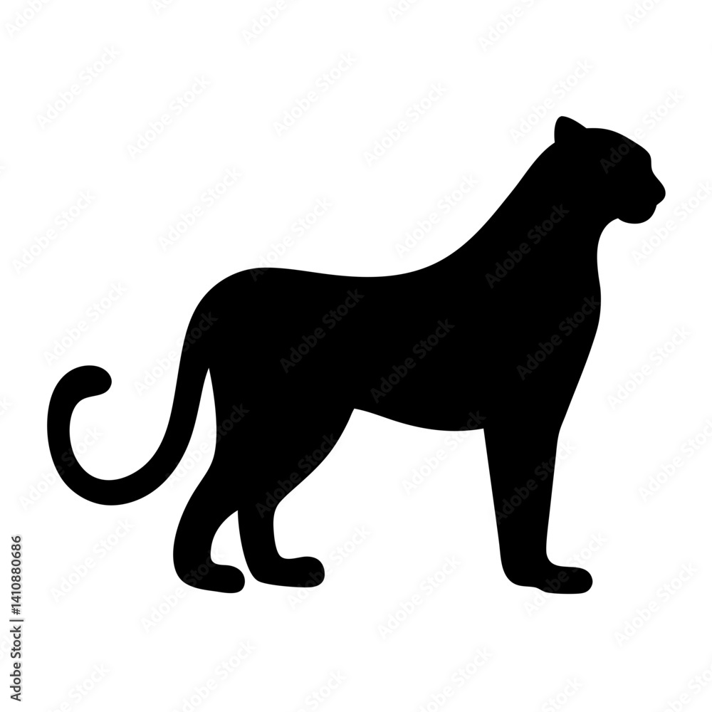 Obraz premium leopard black silhouette icon - perfect for designs about jungle animals leopard nature, wildlife, rainforest, vector art