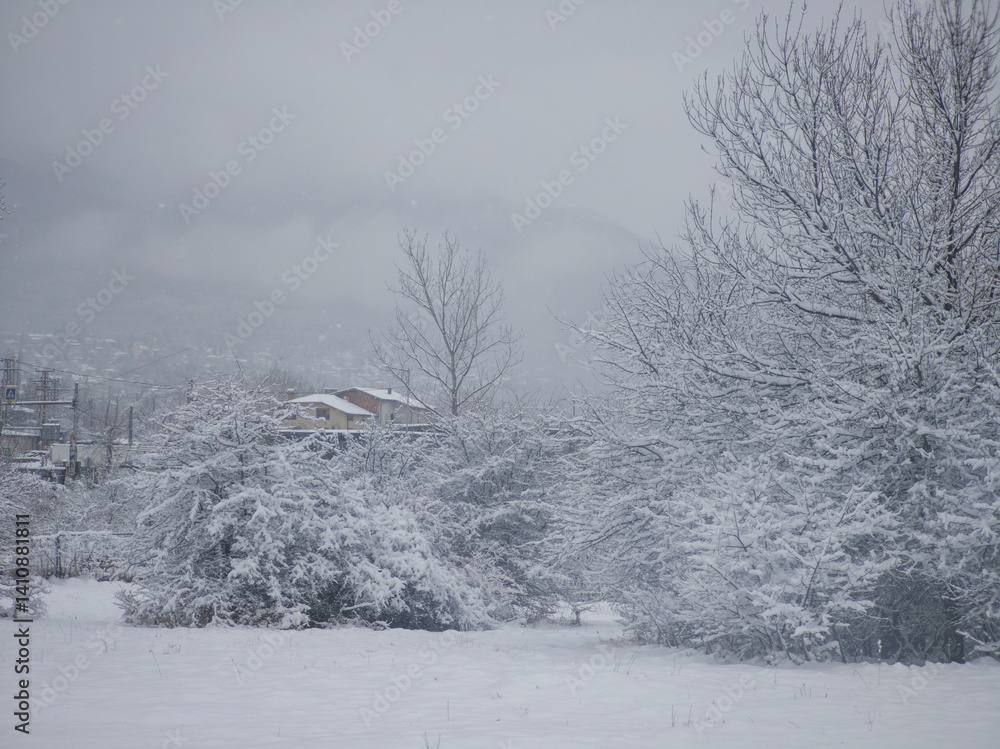 Winter Landscape of South Park in city of Sofia, Bulgaria