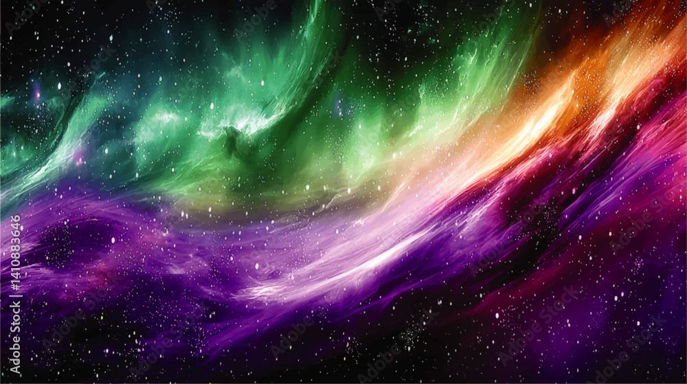 Obraz premium Mesmerizing Colorful Space Galaxy Vector Illustration Background with Cosmic Nebula Design and Vibrant Starry Universe for Abstract Wallpapers Artwork and Graphic Design