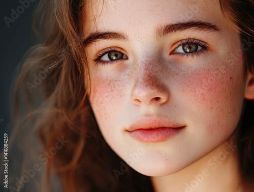 Girl with freckles, looking at viewer