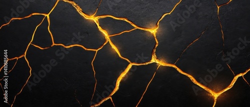 Black surface with gold cracks