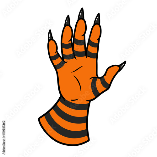 Striped Witch Glove with Sharp Fingers