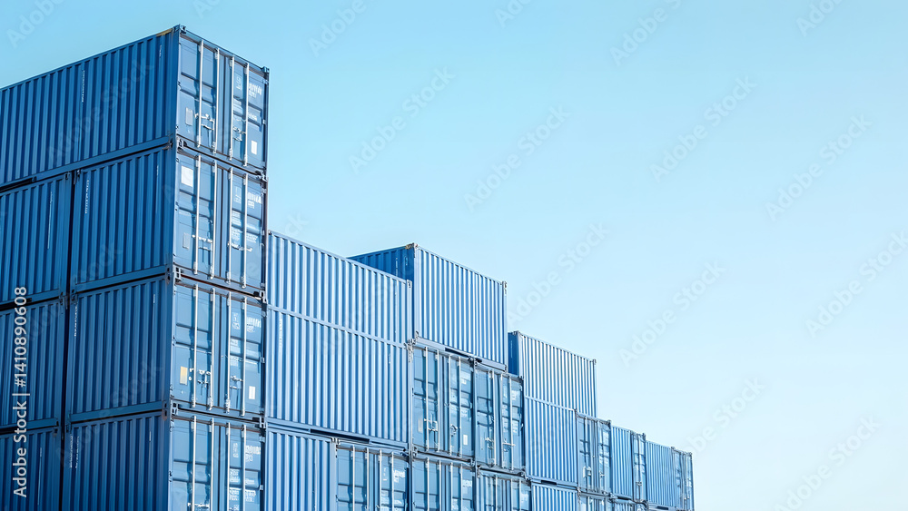 Stack of Colorful Shipping Containers at Sunset