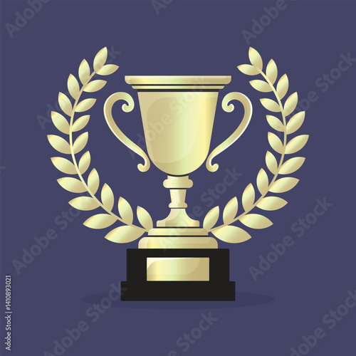 Winners Cup in White Gold Color Vector Illustration.