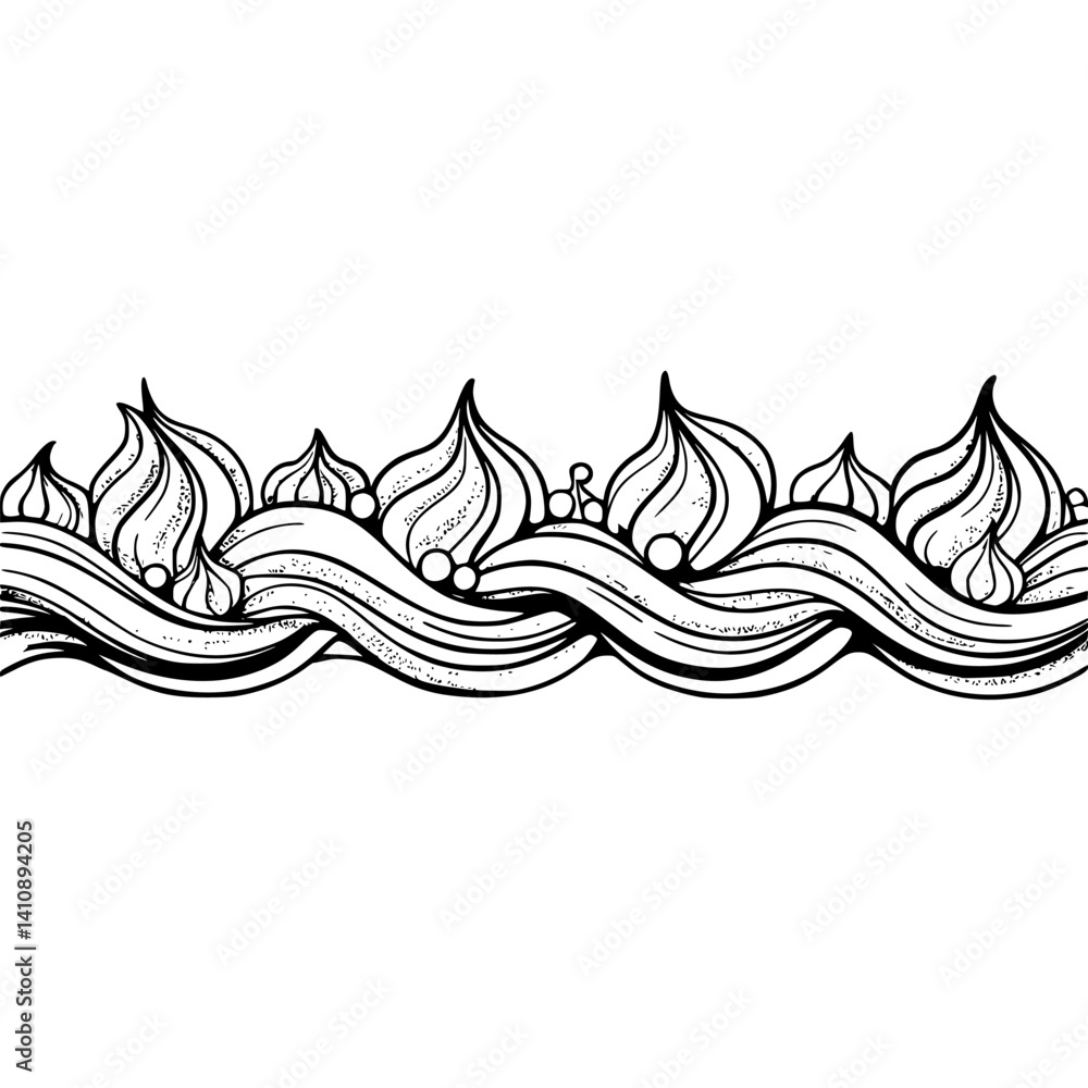 Obraz premium Elegant Creamy Border Design, Black and White, Ornamental Style