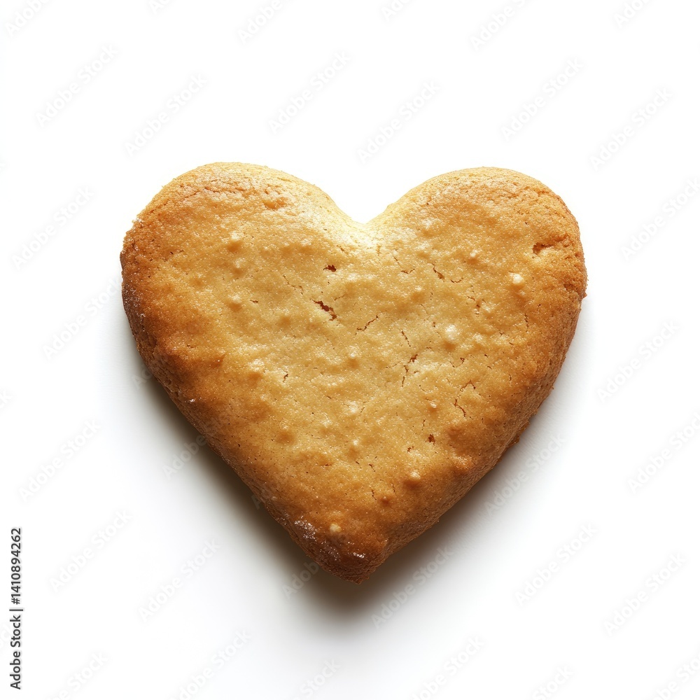 A simple, golden-brown heart-shaped cookie A simple, golden-brown heart-shaped cookie