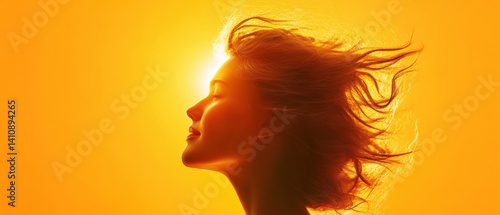 Wallpaper Mural Woman profile with orange light Torontodigital.ca