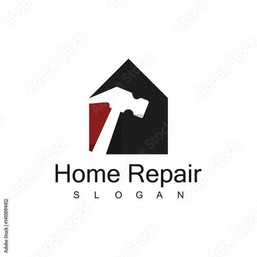 Hammer logo, Home reparation and real estate symbol