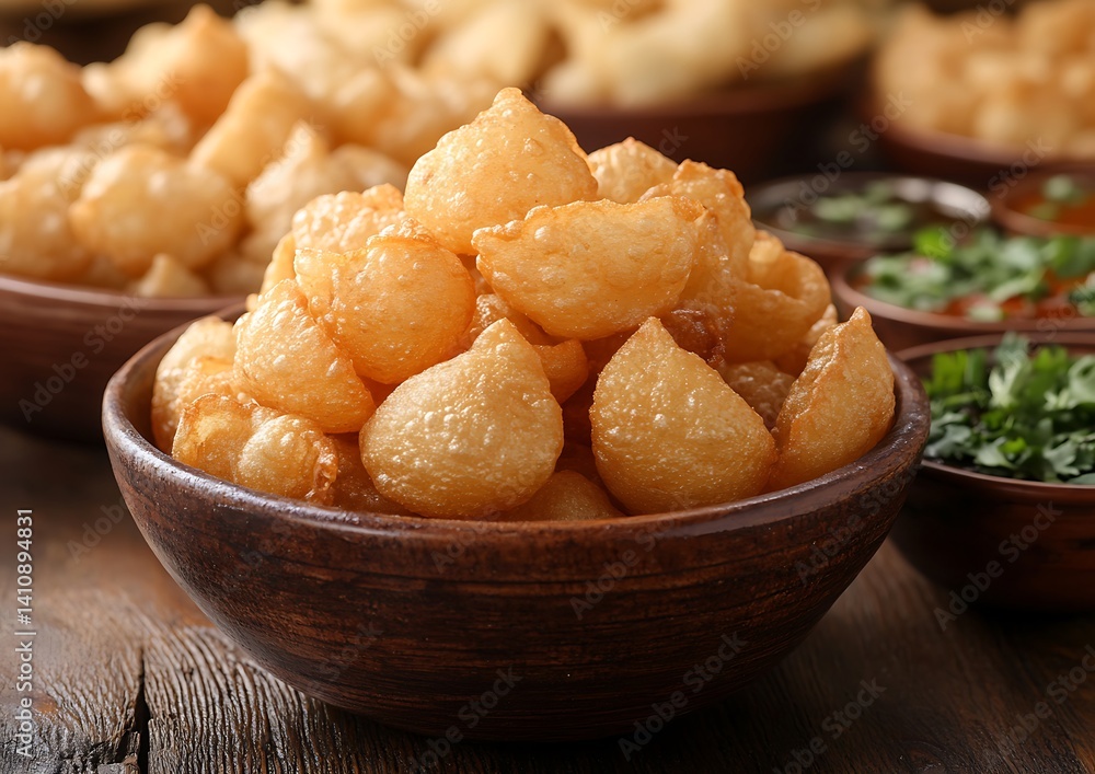 Indian Snacks in Bowls on Table Indian Snacks in Bowls on Table