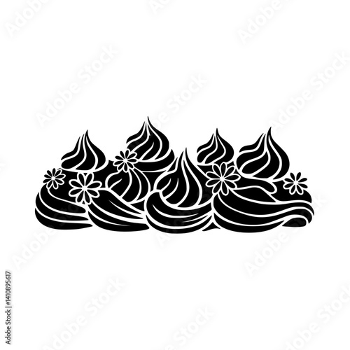 Elegant Black & White Dessert Border Design