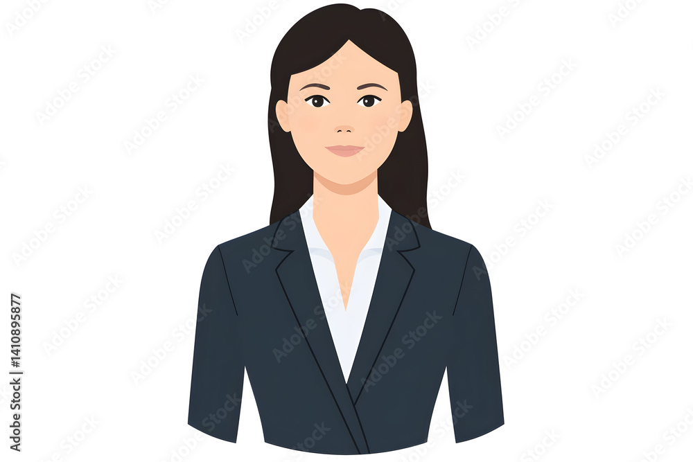 Confident businesswoman portrait. Dark hair, formal suit, poised stance against a transparent background Confident businesswoman portrait. Dark hair, formal suit, poised stance against a transparent background