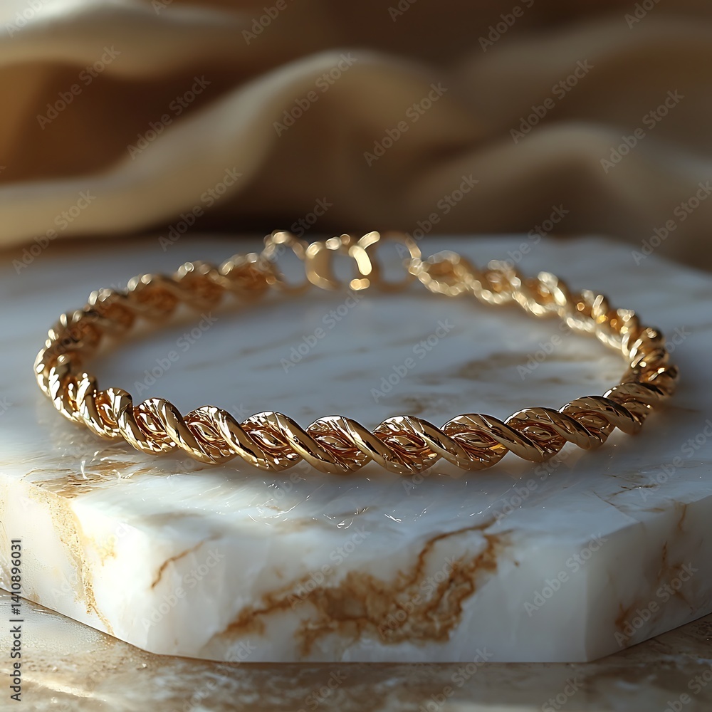 Fototapeta premium Intricate gold chain bracelet high resolution photo