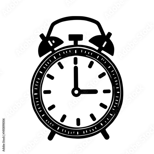 Hand-drawn alarm clock icon representing time management and productivity - concept of schedule planning deadline punctuality routine