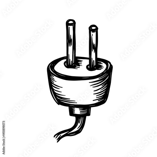 Hand-drawn plug icon representing power source or energy input - concept of electricity connectivity charge supply recharge energy tool
