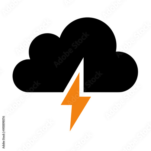 Minimalist cloud icon with lightning representing storm or electricity - concept of weather data cloud warning danger cloud technology hybrid