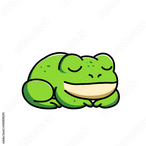 Illustration of vector design of a frog is sleeping, frog icon, frog logo, very good as a sticker, with a plain background.