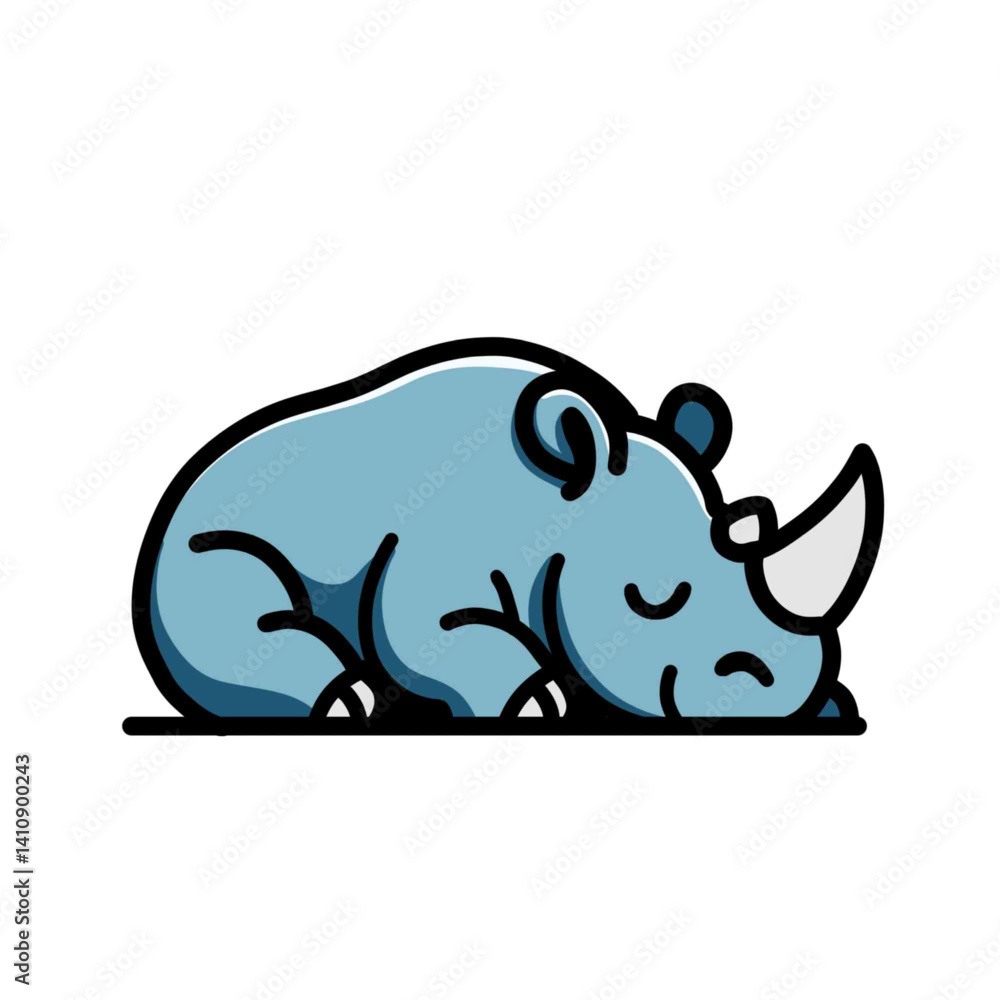 Illustration of vector design a rhino is sleeping, rhino icon, rhino logo, very good as a sticker, with a plain background. Illustration of vector design a rhino is sleeping, rhino icon, rhino logo, very good as a sticker, with a plain background.