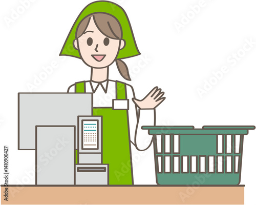 スーパーのレジ係の店員