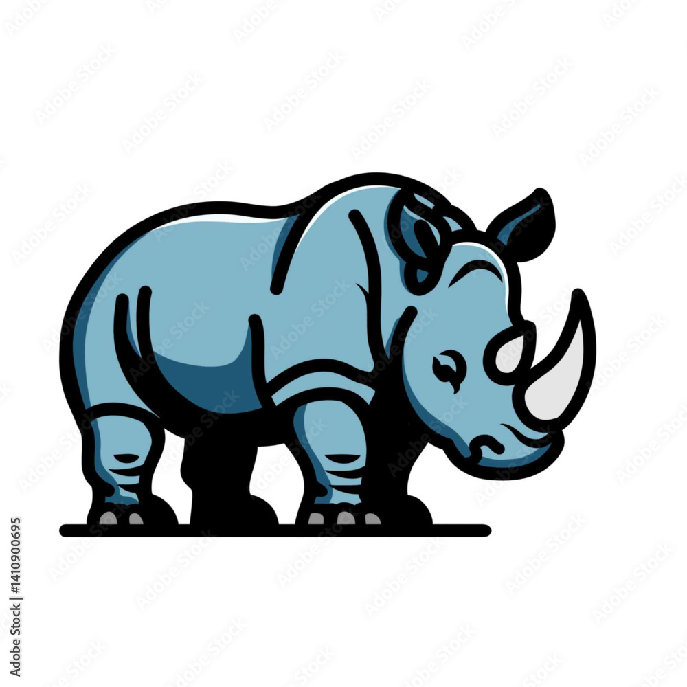 Fototapeta premium Illustration of a rhino vector design, rhino icon, rhino logo, is very good as a sticker, with a plain background.
