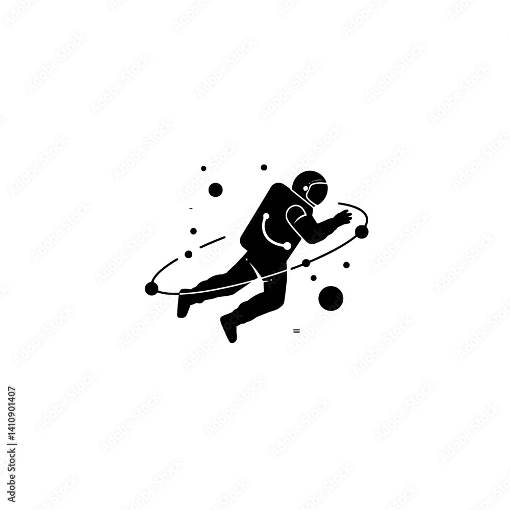 Fototapeta premium Astronaut in Orbit Silhouette
