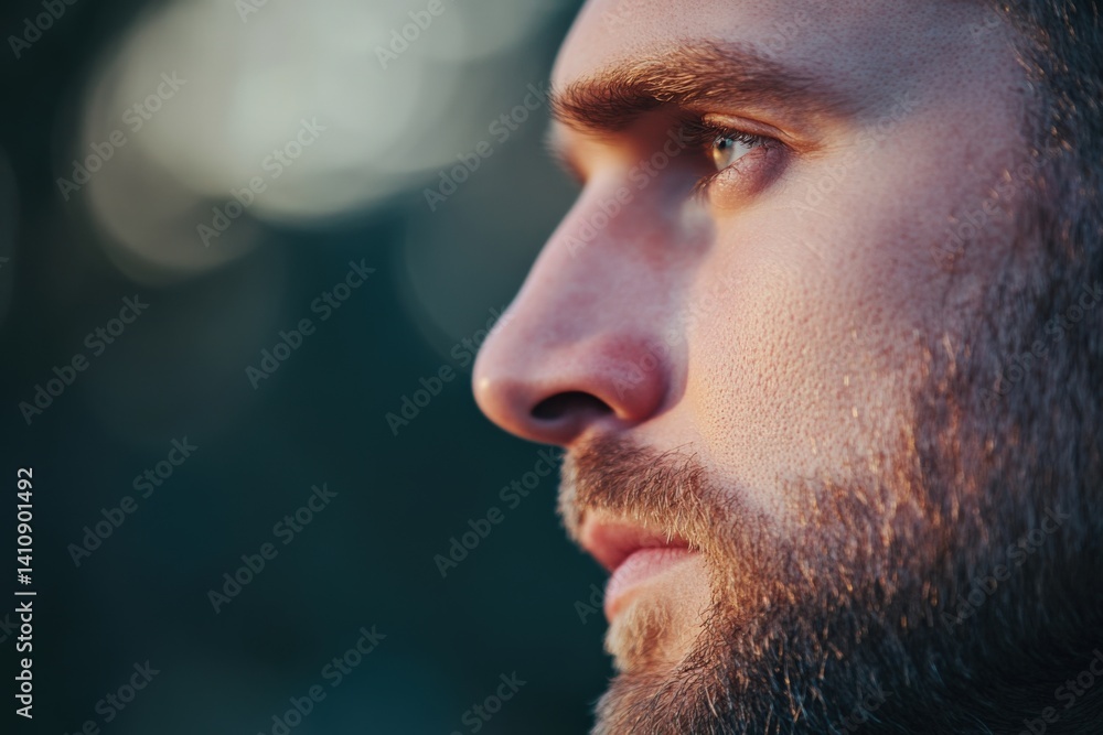 Man portrait side view close-up Man portrait side view close-up