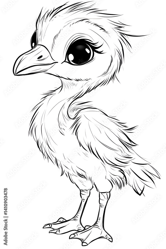 Adorable baby bird illustration