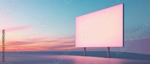 Blank billboard at sunset