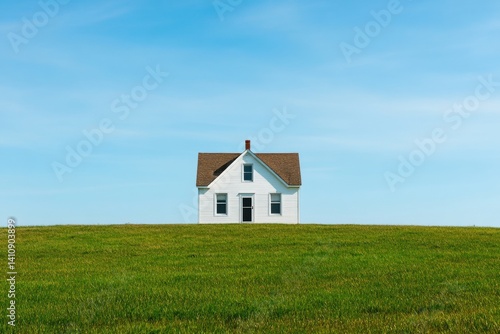 Wallpaper Mural White house standing on green hill under blue sky Torontodigital.ca