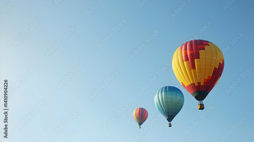 Fototapeta premium Colorful Hot Air Balloons Against A Clear Blue Sky