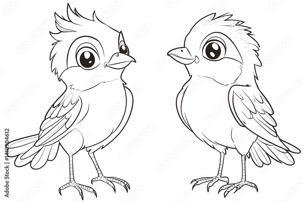 Adorable baby birds illustration