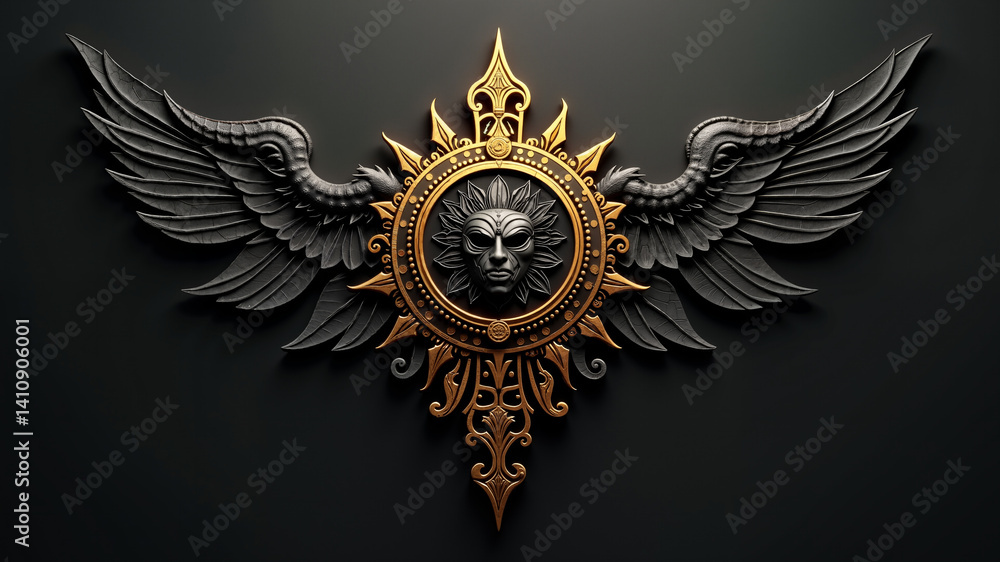 Obraz premium mystical black and gold logo design