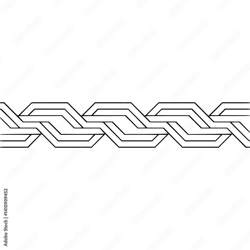 Geometric Braided Line Design: Minimalist Black on White Geometric Braided Line Design: Minimalist Black on White