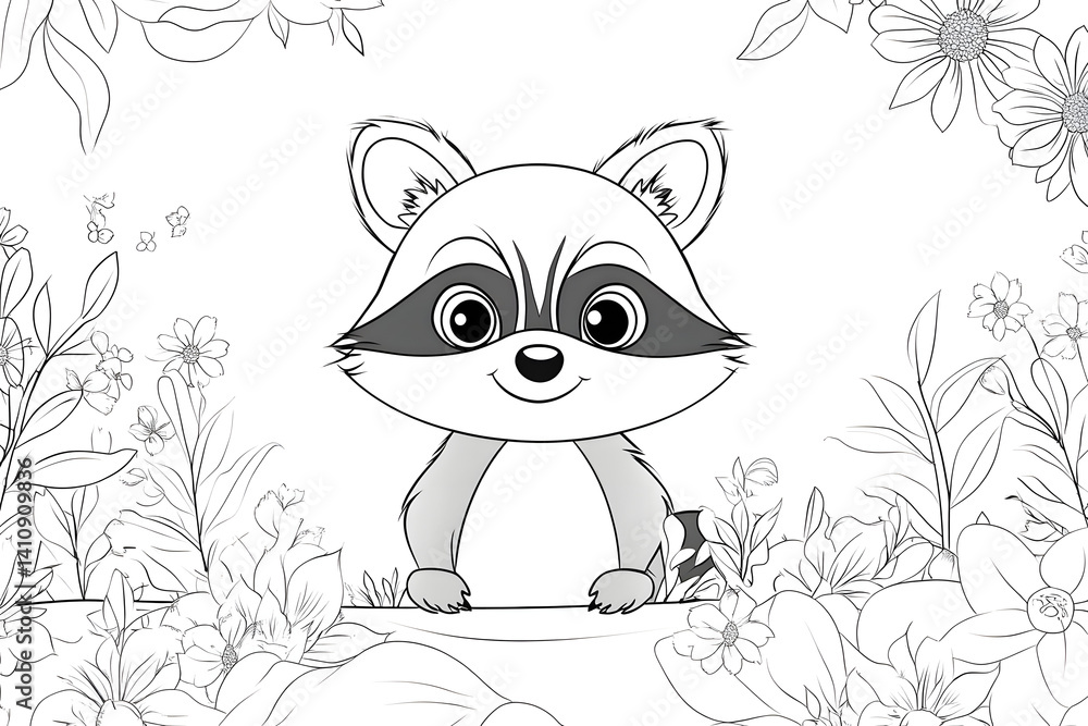 Adorable baby raccoon illustration